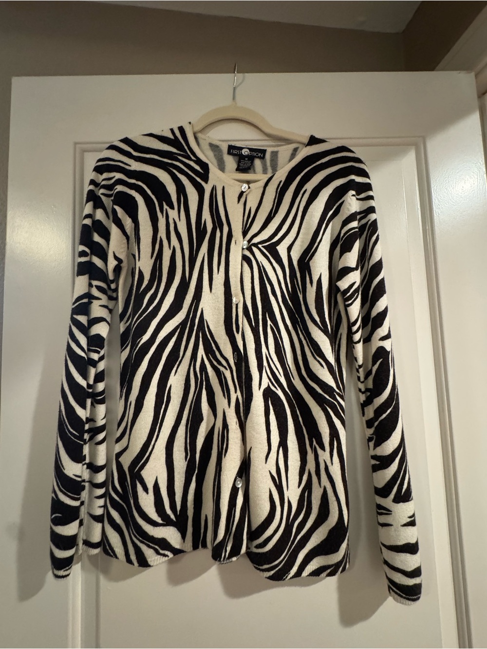 Black & White Zebra Print Cardigan Sweater